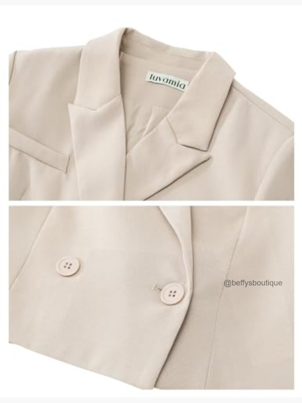 Cropped Blazer Business Casual Open Front Long Sleeve Suit Jacket Work Office - Picture 6 of 7
